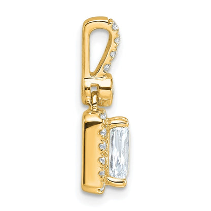 14K Yellow Gold 1 carat Certified Lab Grown Diamond VS+ F+ Radiant Complete Halo Pendant