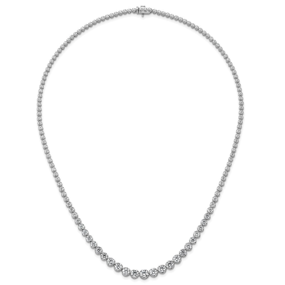 14K White Gold 11 1/15 carat Lab Grown Diamond VS/SI+ G+ Complete Round 20 Inch Graduated Tennis Necklace