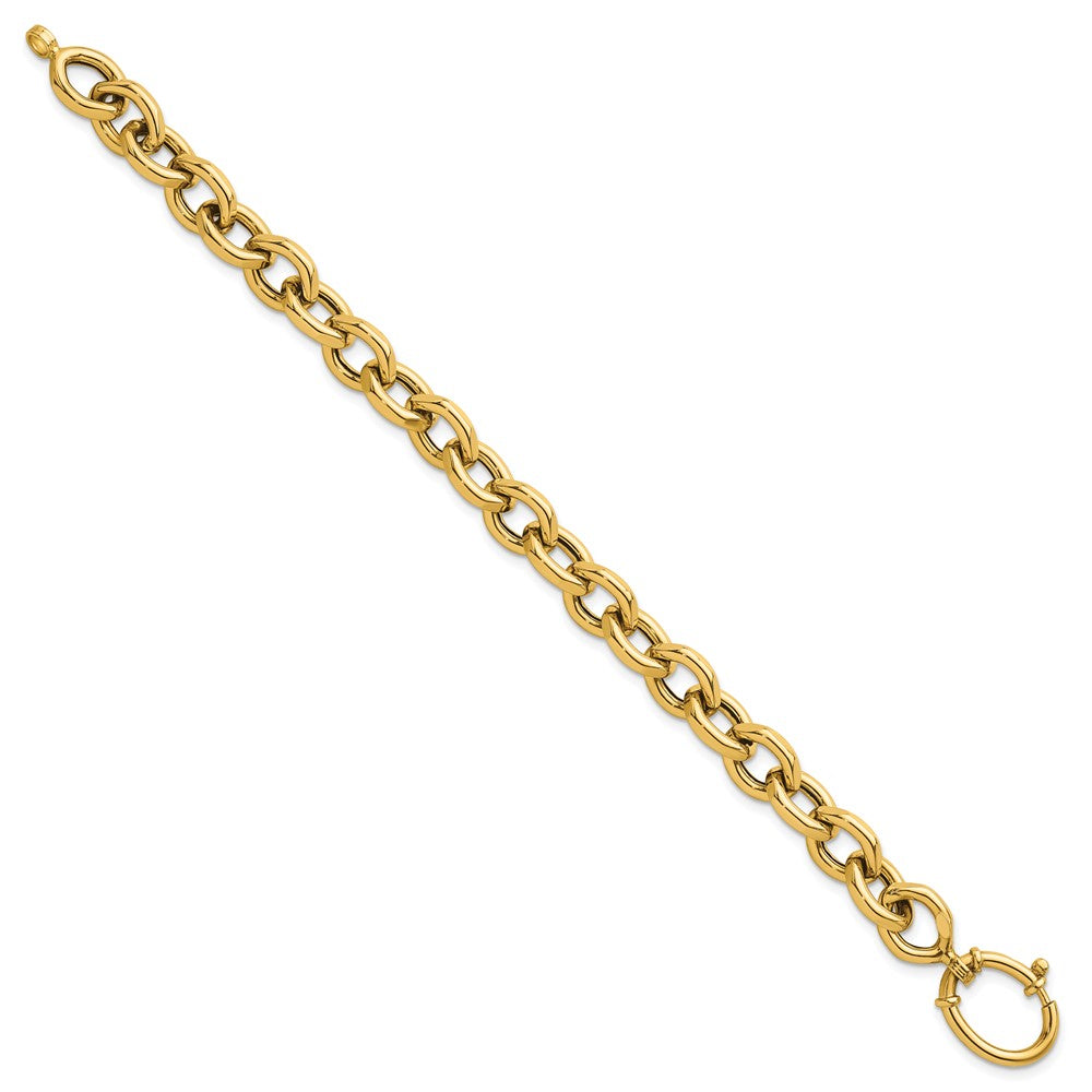 14K Yellow Gold Polished 9mm Fancy Cable Link 7.25 Inch Bracelet