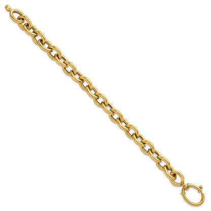 14K Yellow Gold Polished 9mm Fancy Cable Link 7.25 Inch Bracelet
