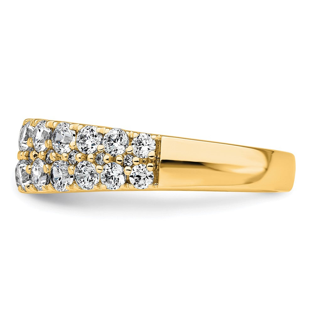 True Origin 14K Yellow Gold 1 1/4 carat Lab Grown Diamond VS+ F+ Double Row Complete Wedding Band Ring