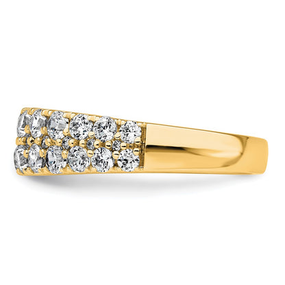 True Origin 14K Yellow Gold 1 1/4 carat Lab Grown Diamond VS+ F+ Double Row Complete Wedding Band Ring