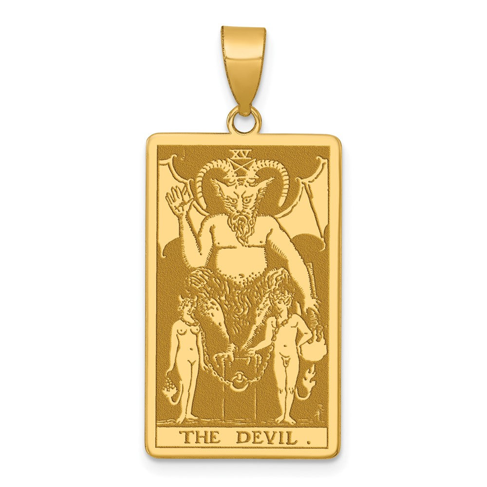 14K Yellow Gold The Devil Tarot Card Pendant