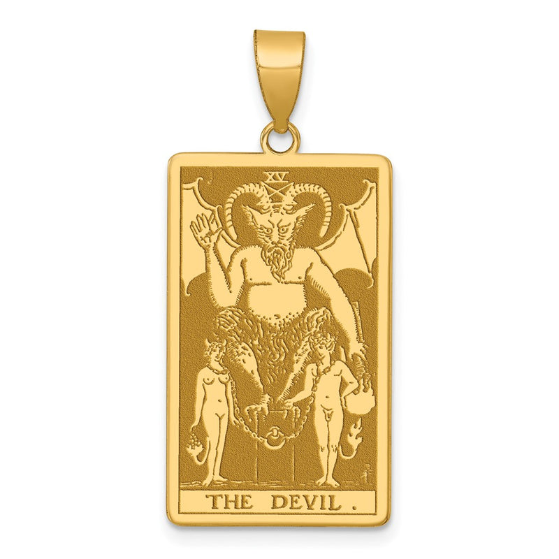 14K Yellow Gold The Devil Tarot Card Pendant