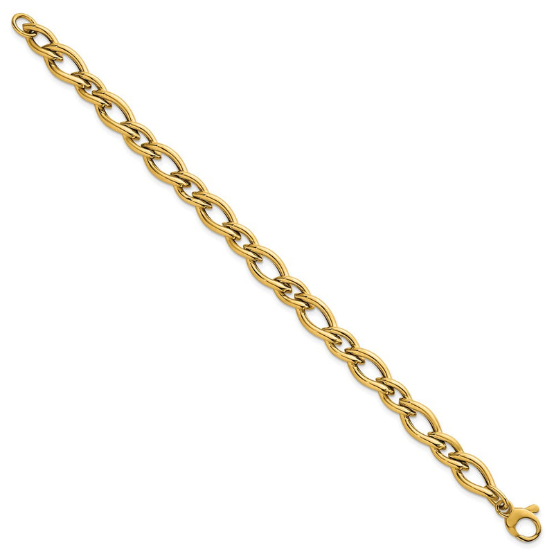 14K Yellow Gold Polished 6.8mm Fancy Twist Link 7.5 Inch Bracelet