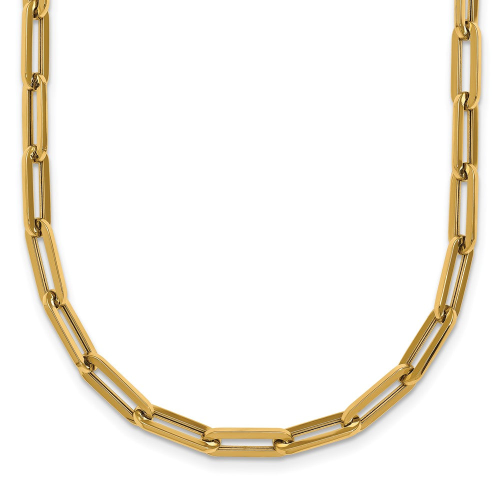 14K Yellow Gold Polished 4mm Paperclip Link 18 Inch Necklace