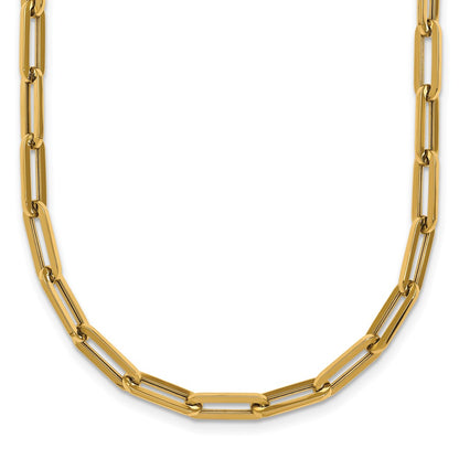 14K Yellow Gold Polished 4mm Paperclip Link 18 Inch Necklace