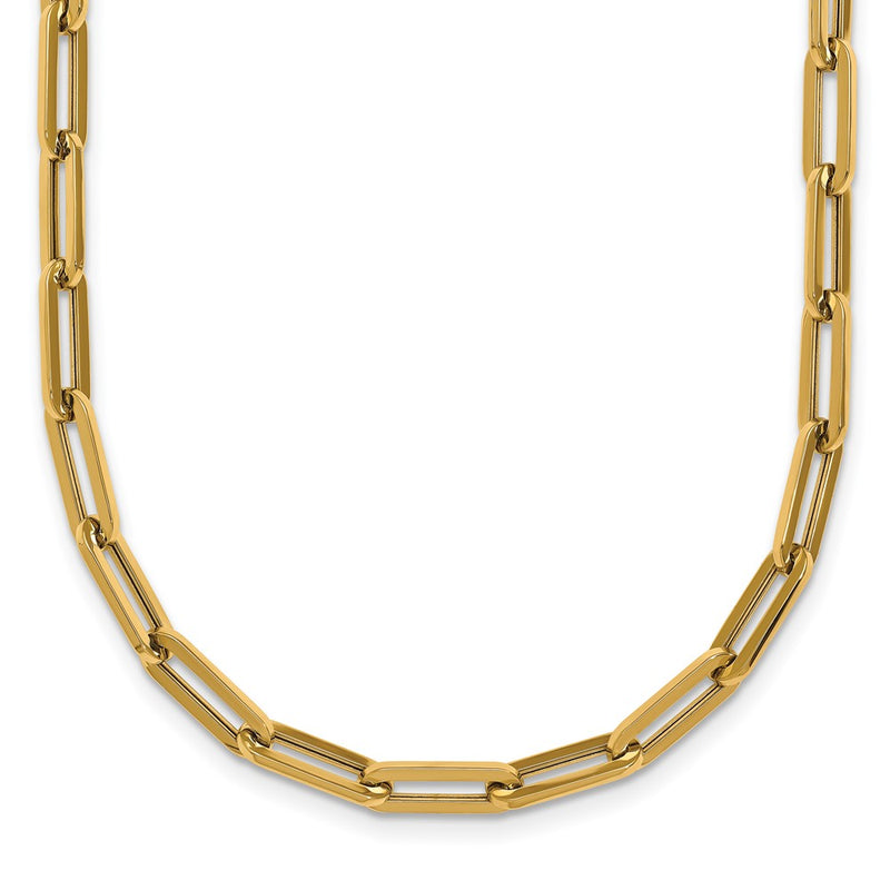 14K Yellow Gold Polished 4mm Paperclip Link 18 Inch Necklace