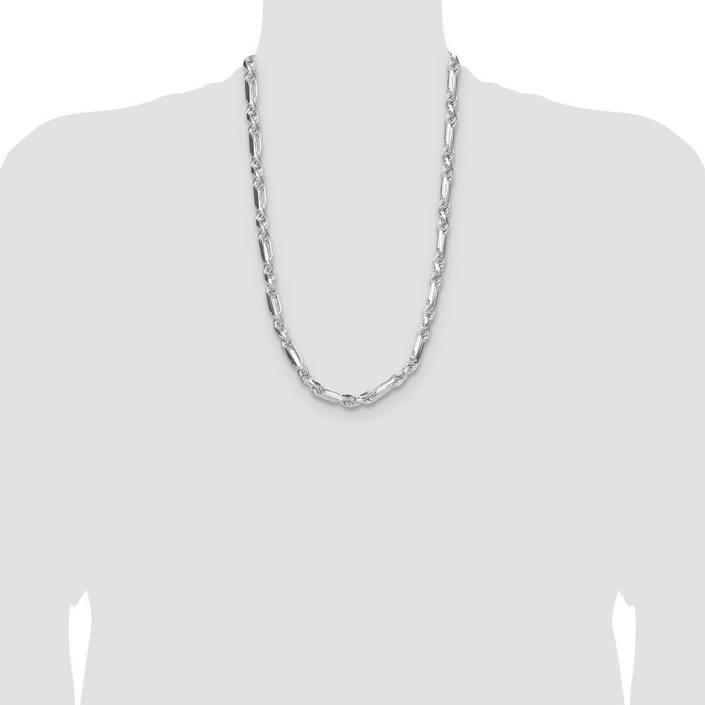 Sterling Silver 8mm D/C Figarope 26 Inch Chain