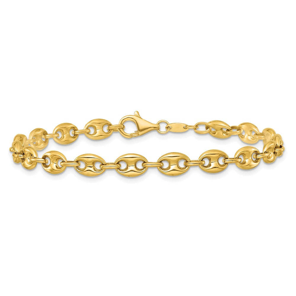14K Yellow Gold Polished 5.6mm Puffed Anchor/Mariner Link Chain Bracelet