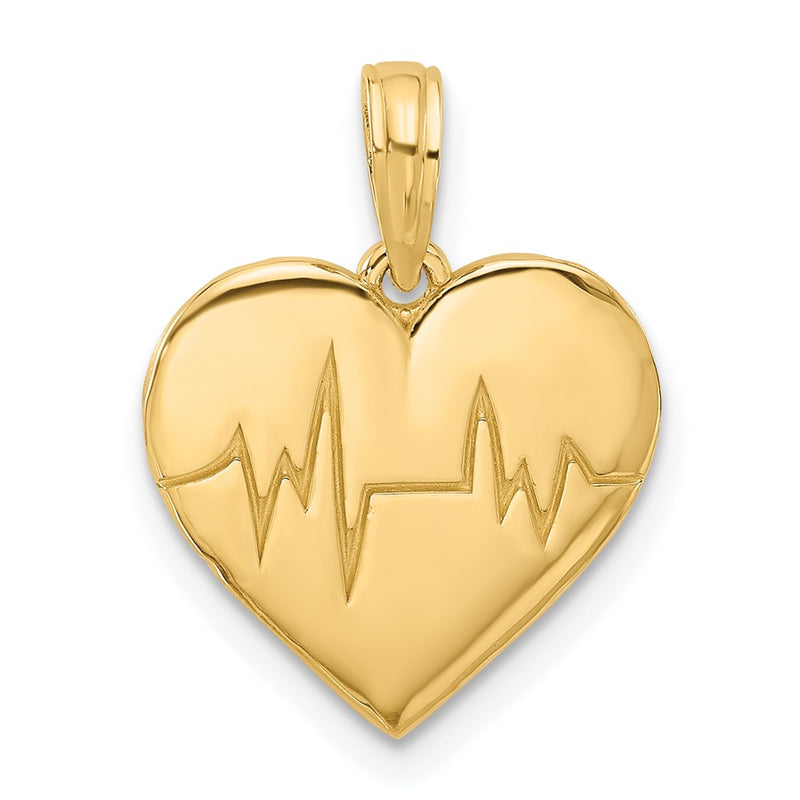14K Yellow Gold Polished Fancy EKG Heartbeat Charm