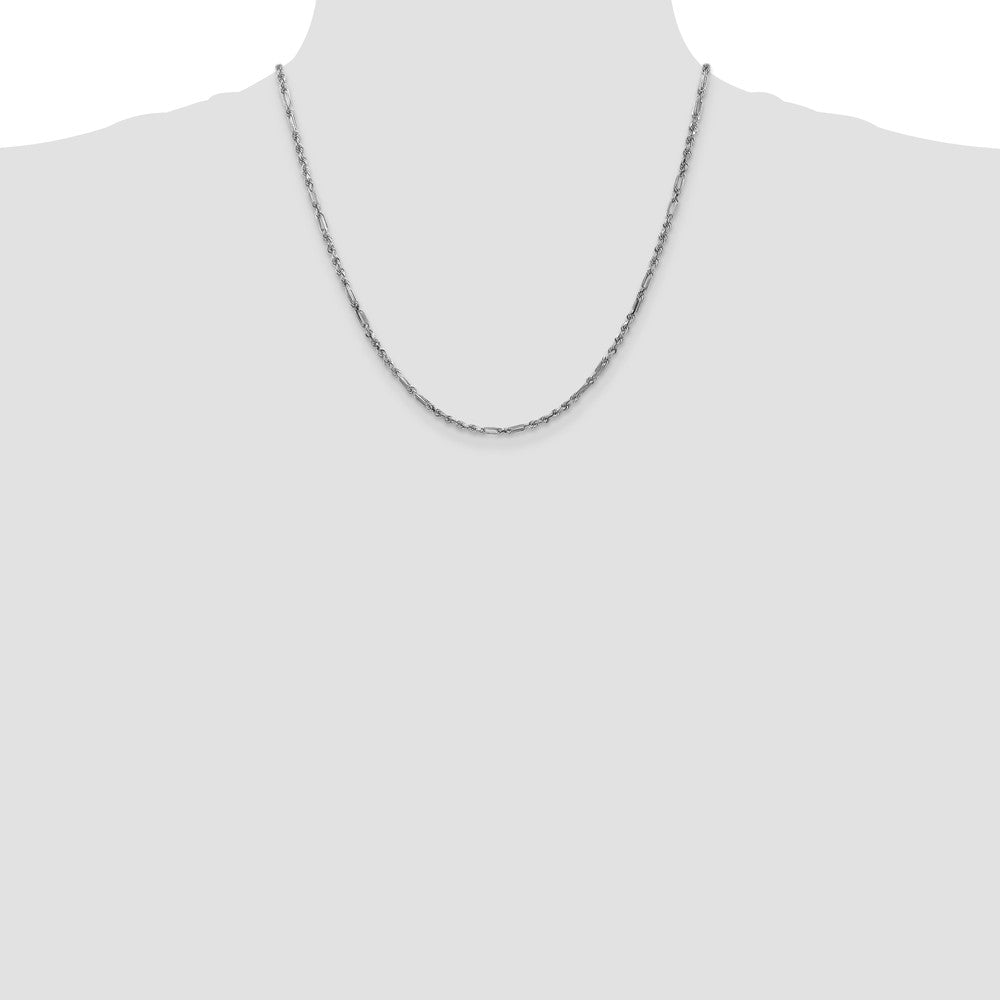 14K White Gold 2.5mm D/C Milano Rope 20 Inch Chain