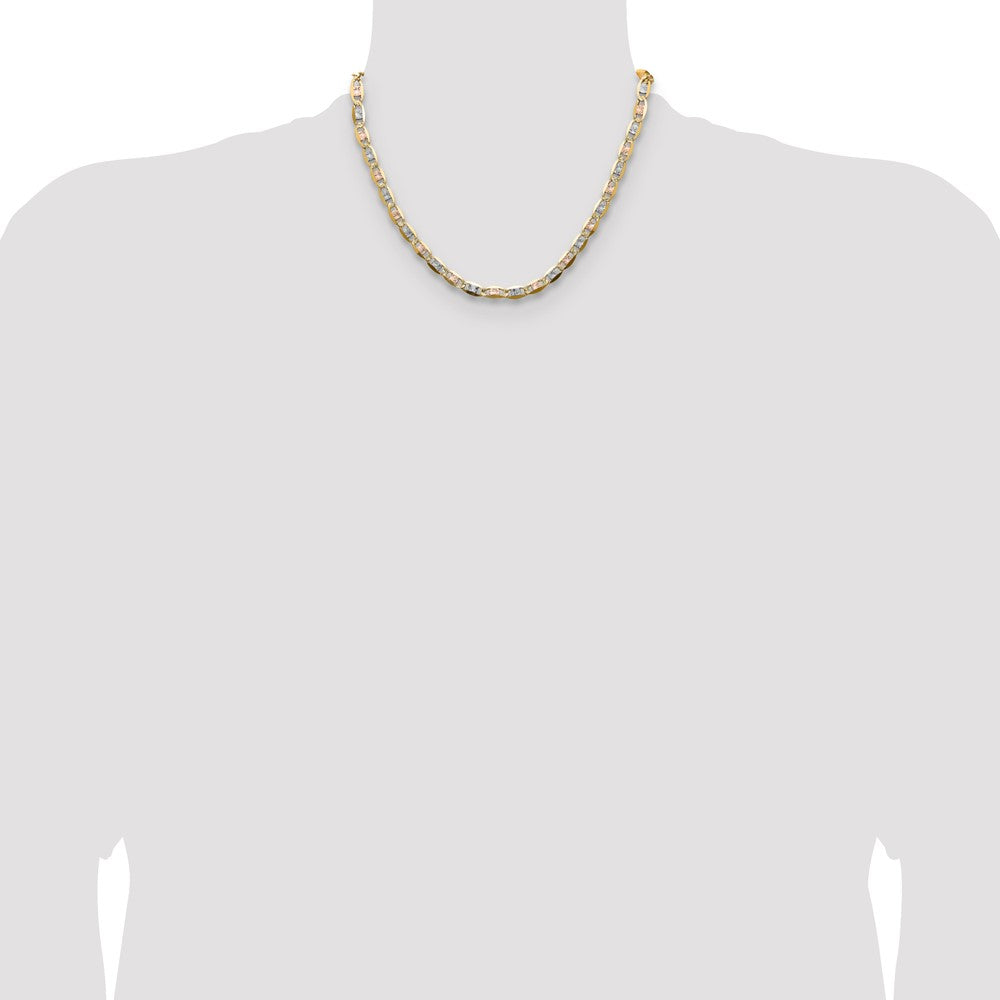 14K Tri-Color Gold 6.1mm Tri-color Gold Pav‚ Valentino Chain Necklace
