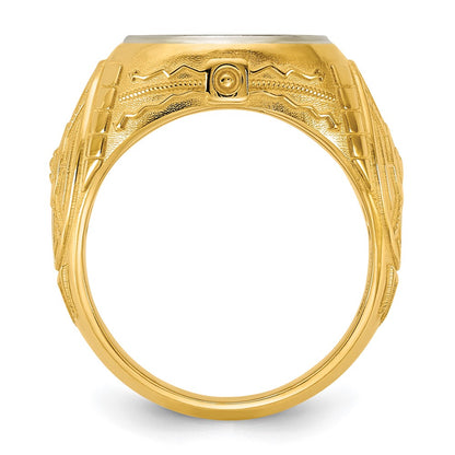 14K Two-Tone Gold Engravable Round Signet ring