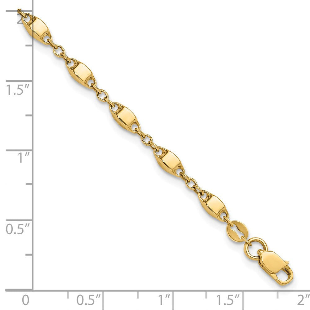 14K Yellow Gold Polished Fancy Square Link 7.5 Inch Bracelet
