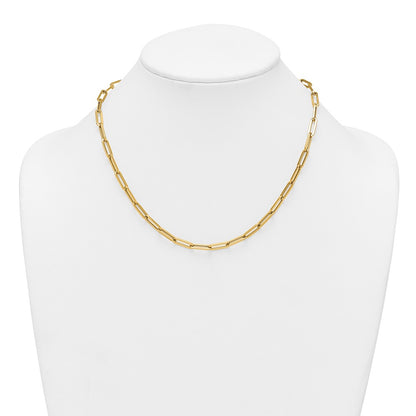 14K Yellow Gold Polished 4.3mm Paperclip Link 18 Inch Necklace