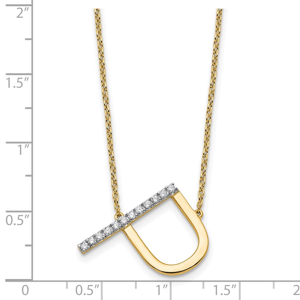 14K Yellow Gold Sideways Diamond Initial P 18 Inch Necklace