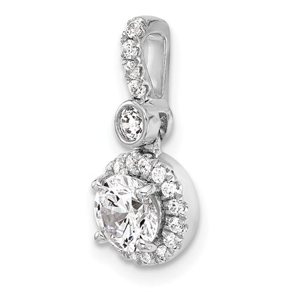 14K White Gold 1 carat Certified Lab Grown Diamond VS/SI+ G+ Round Complete Halo Pendant