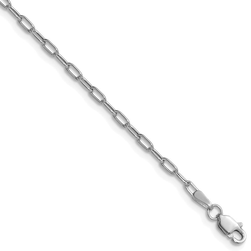 14K White Gold 2.2mm Semi-Solid Beveled Paperclip 24 Inch Chain