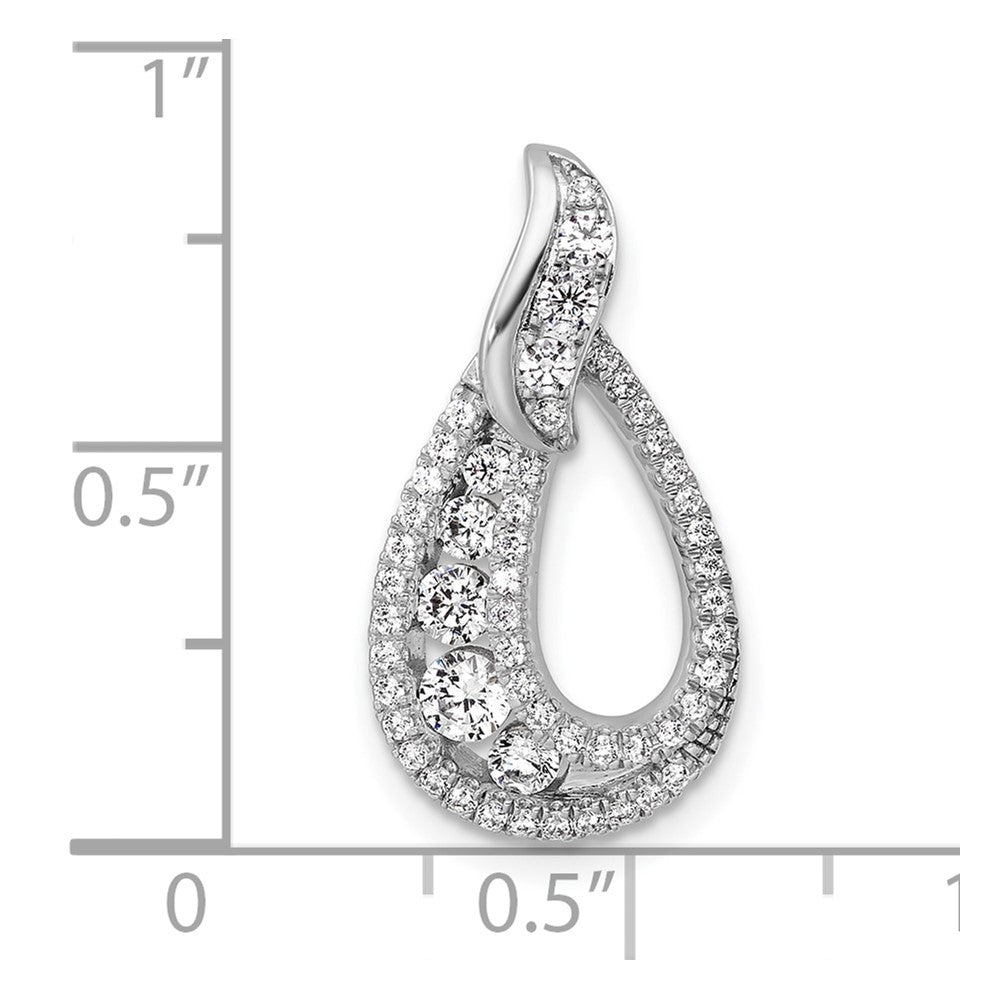 14K White Gold Polished 5/8 carat Diamond Teardrop Chain Slide