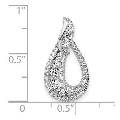 14K White Gold Polished 5/8 carat Diamond Teardrop Chain Slide