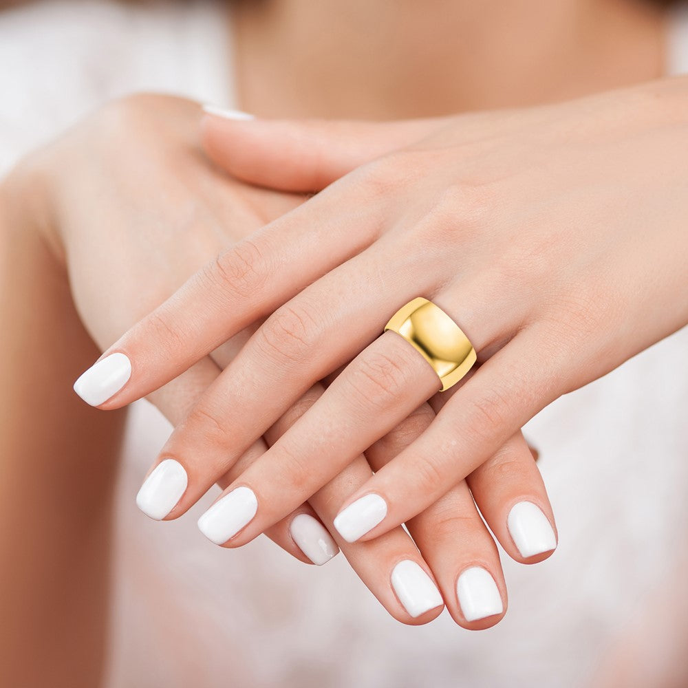 14K Yellow Gold 10mm LTW Half Round Wedding Band Ring