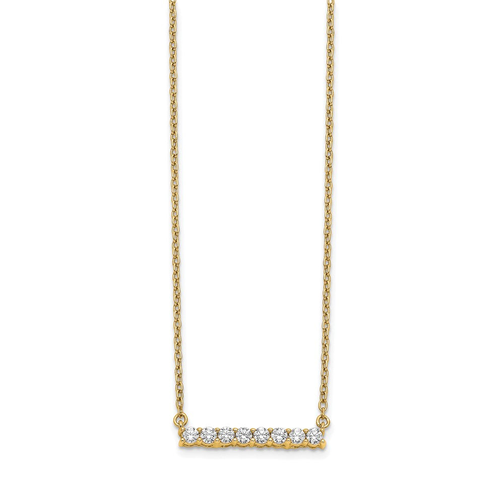 14K Yellow Gold Polished 1/3 carat Diamond Bar 18 Inch Necklace