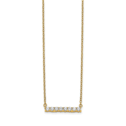 14K Yellow Gold Polished 1/3 carat Diamond Bar 18 Inch Necklace