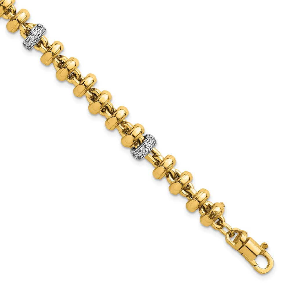 14K Two-Tone Gold Two-tone Polished Fancy Link CZ 7.5 Inch Bracelet