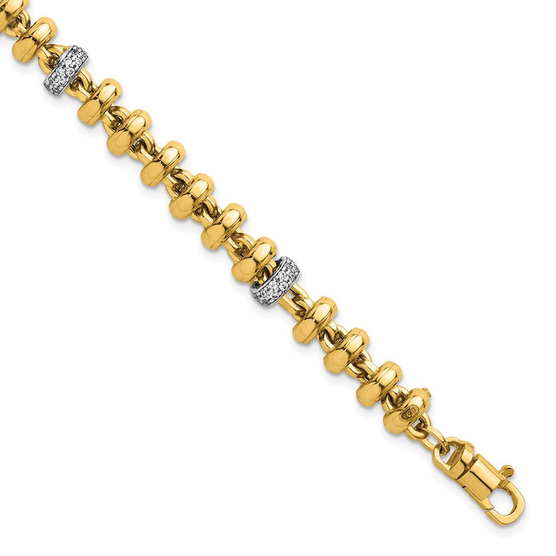 14K Two-Tone Gold Two-tone Polished Fancy Link CZ 7.5 Inch Bracelet