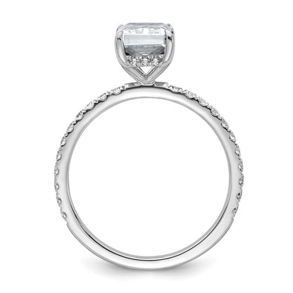14K White Gold 2 carat Certified Lab Grown Diamond VS/SI+ G+ Radiant Complete Solitaire with Flair Engagement Ring