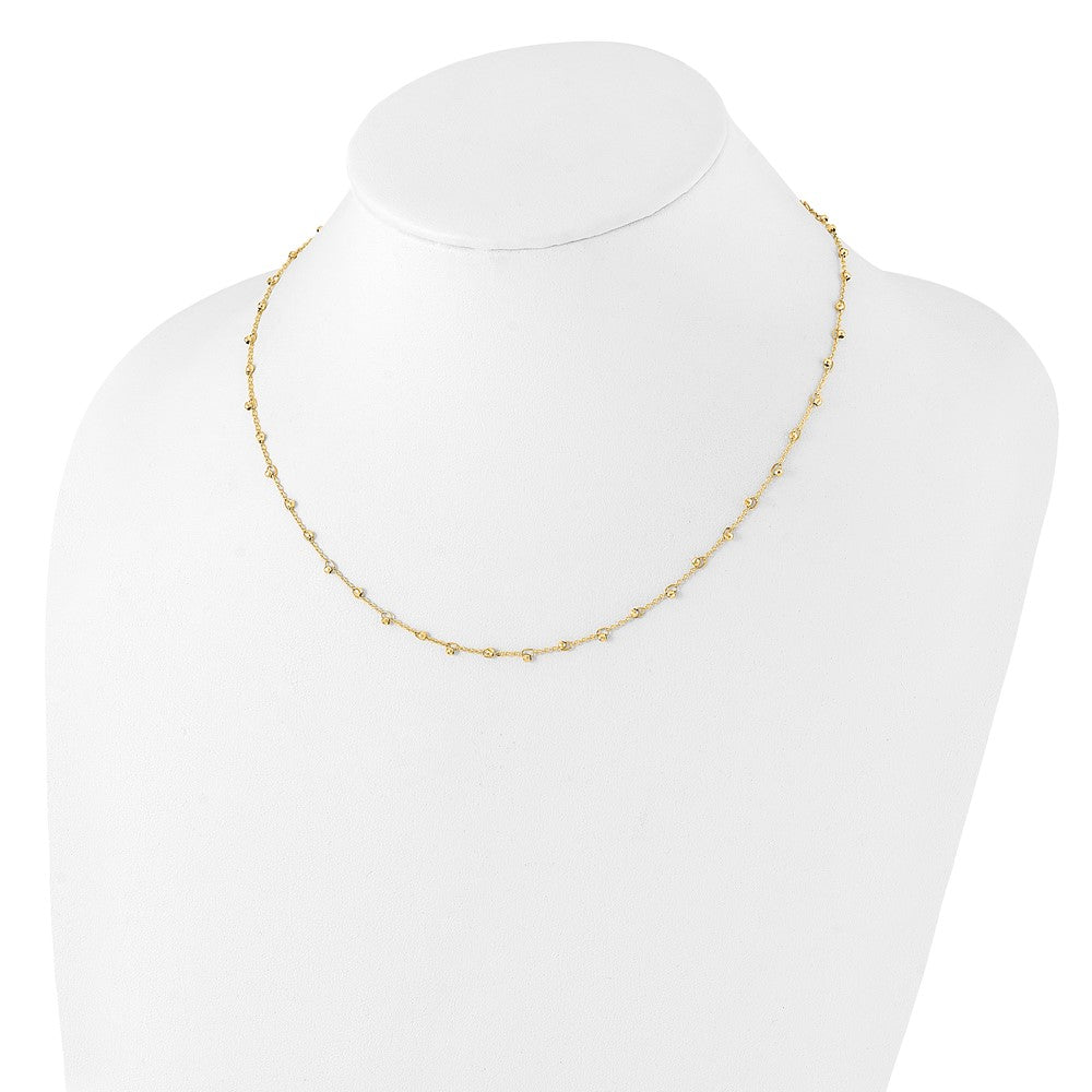 14K Yellow Gold Polished and Diamond-cut Beaded 16 Inch Necklace Plus 2 Inch Extender