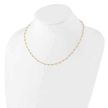 14K Yellow Gold Polished and Diamond-cut Beaded 16 Inch Necklace Plus 2 Inch Extender