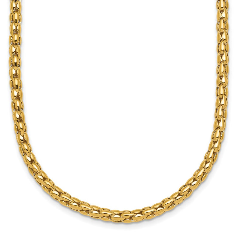 14K Yellow Gold Polished 3.5mm Fancy Link 18 Inch Necklace