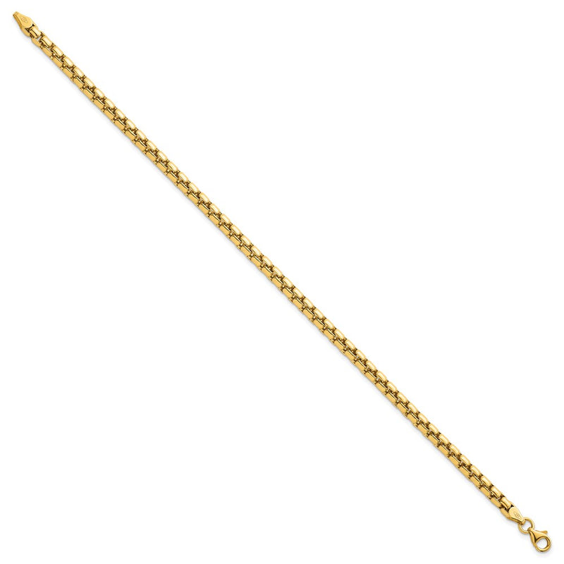 14K Yellow Gold Polished 4.25mm Rounded Box Chain 8.5 Inch Mens Bracelet
