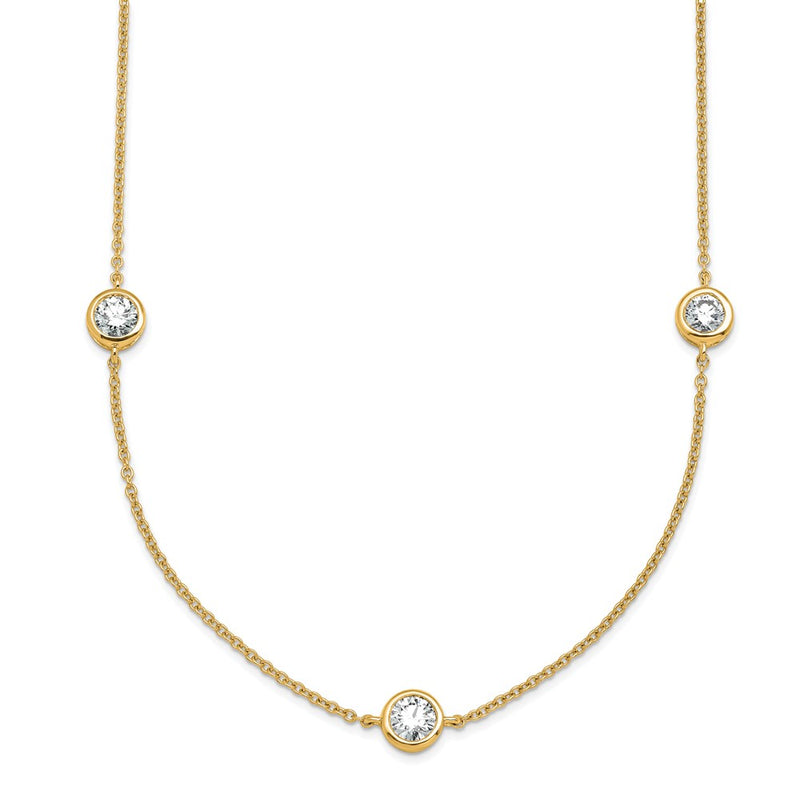 14K Yellow Gold 1 3/4 carat Lab Grown Diamond VS/SI+ G+ Complete 18 Inch Seven Station Necklace
