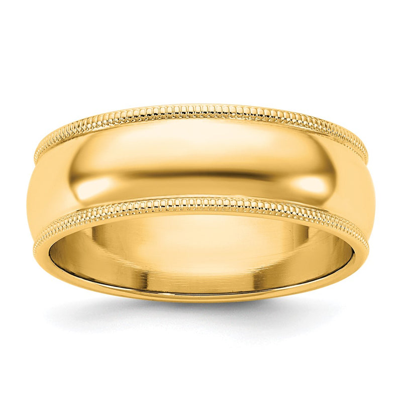 14K Yellow Gold 6.5mm Milgrain Half Round Wedding Band Ring