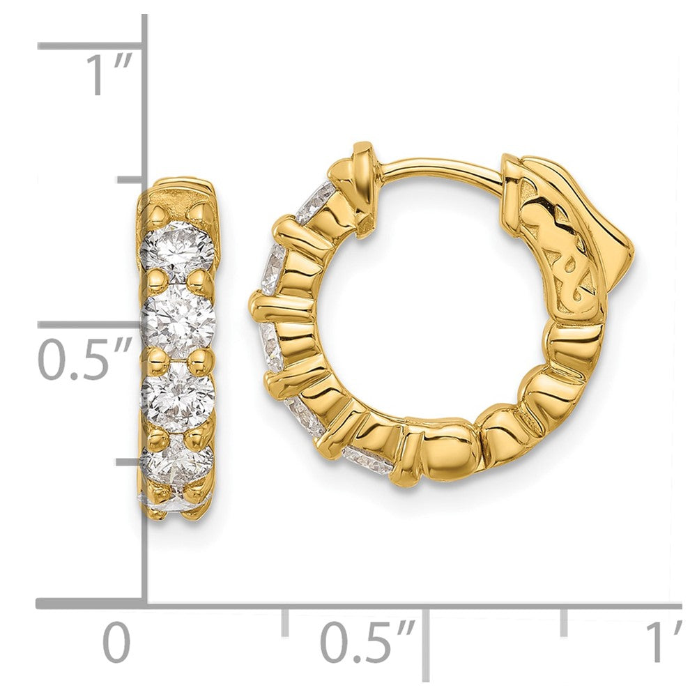 14K Yellow Gold 1.7 carat Diamond Round Hoop w/Safety Clasp Earrings