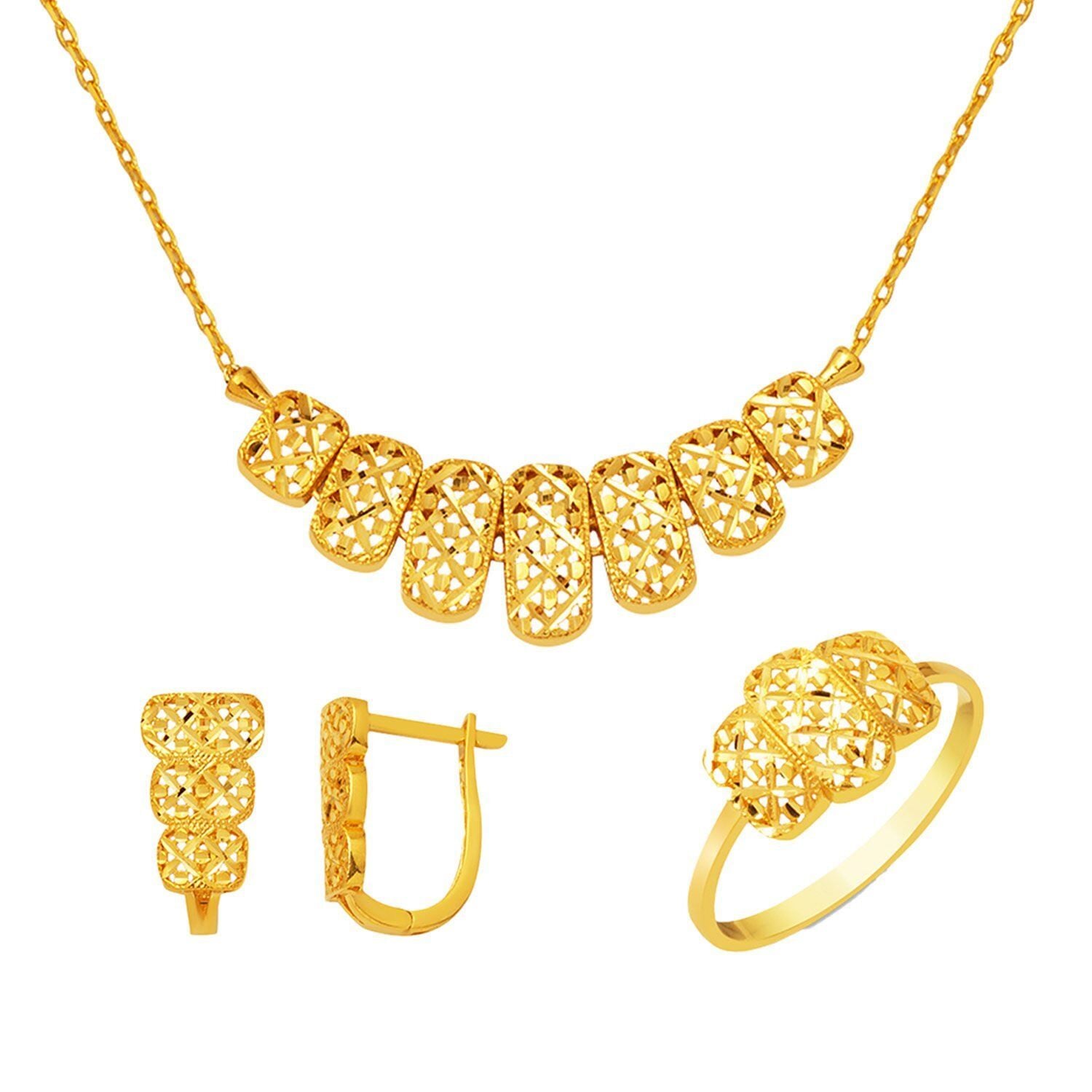 22K Yellow Gold Plasma Three-Piece Jewelry Set