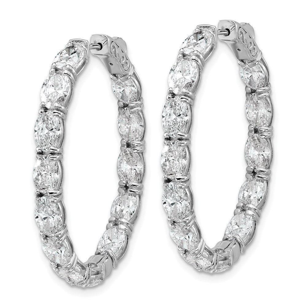 14K White Gold Certified Oval and Round VS DEF Diamond Inside/Outside Hoop Earrings
