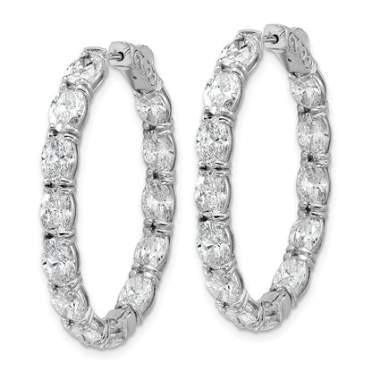 14K White Gold Certified Oval and Round VS DEF Diamond Inside/Outside Hoop Earrings