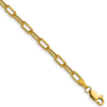 14K Yellow Gold 3.7mm Semi-Solid Beveled Paperclip Chain Necklace
