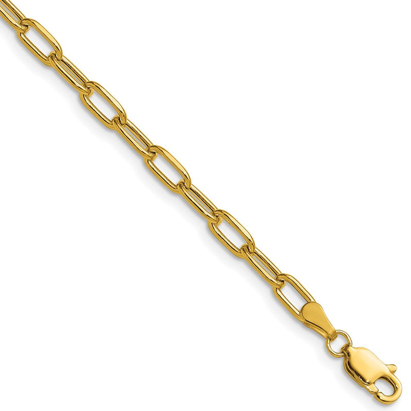 14K Yellow Gold 3.7mm Semi-Solid Beveled Paperclip Chain Necklace