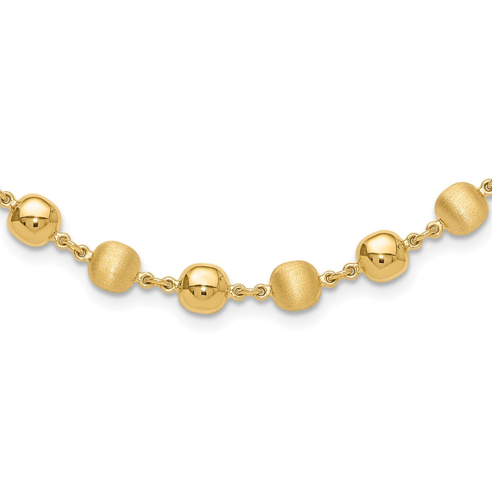 14K Yellow Gold Polished and Satin 5.5mm Puffed Circles 17.75 Inch Necklace