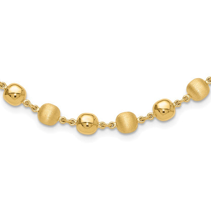 14K Yellow Gold Polished and Satin 5.5mm Puffed Circles 17.75 Inch Necklace