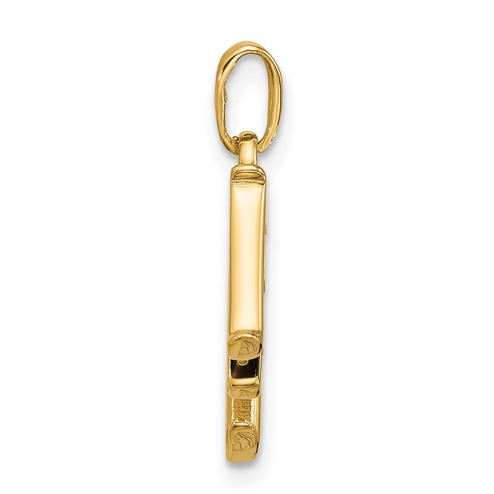 14K Yellow Gold with Rhodium Diamond Letter M Initial Pendant