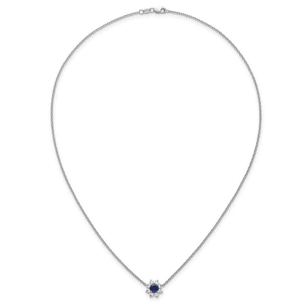 14K White gold VS/SI G+ Lab Grown Diamond and AAA quality Genuine Blue Sapp