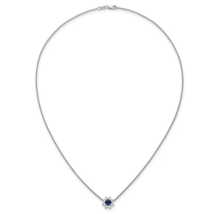 14K White gold VS/SI G+ Lab Grown Diamond and AAA quality Genuine Blue Sapp