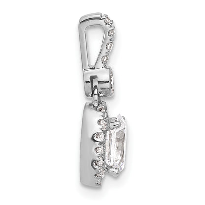 14K White Gold 1 carat Certified Lab Grown Diamond VS+ F+ Oval Complete Halo Pendant