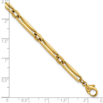 14K Yellow Gold Polished 5mm Fancy Long and Round Link 7.5 Inch Bracelet